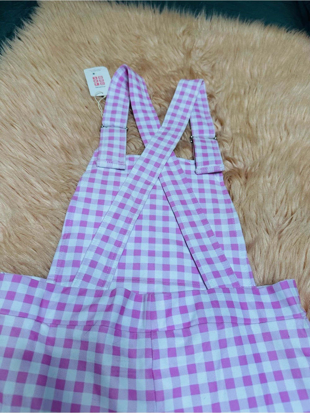 Pink Gingham 'BABY' Ruffle Short Overalls - Picture 10 of 15